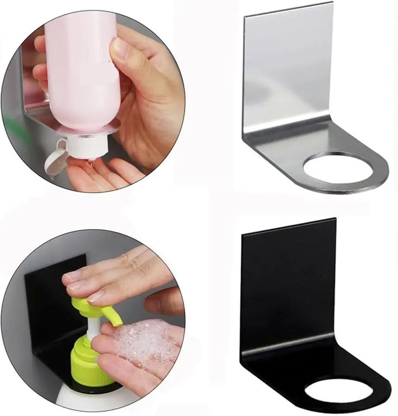 Large Silver Wall Mounted Soap Bottle Holder Shower Gel Dispenser Stainless Steel - Image 2